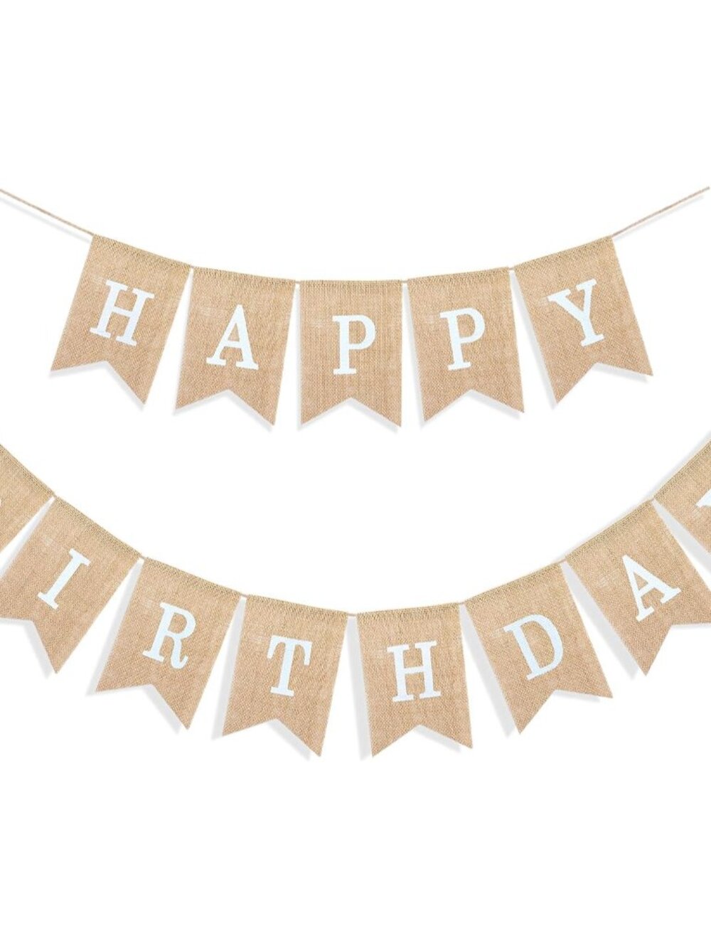 Happy Birthday Burlap Banner Neutral Birthday Party Decorations